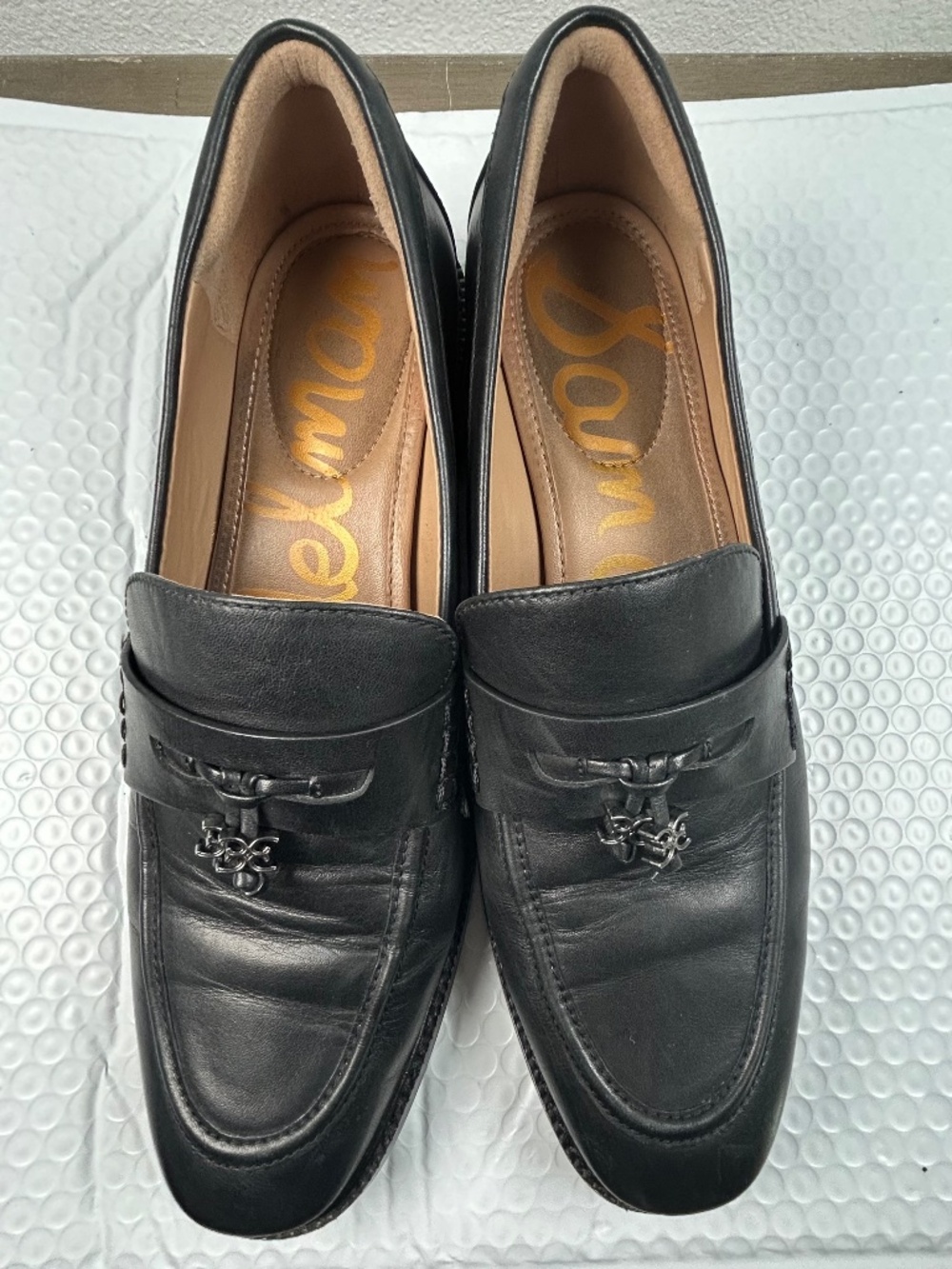 Sam Edelman Denise Black Leather Tassel Penny Loafers Women's Size 9.5